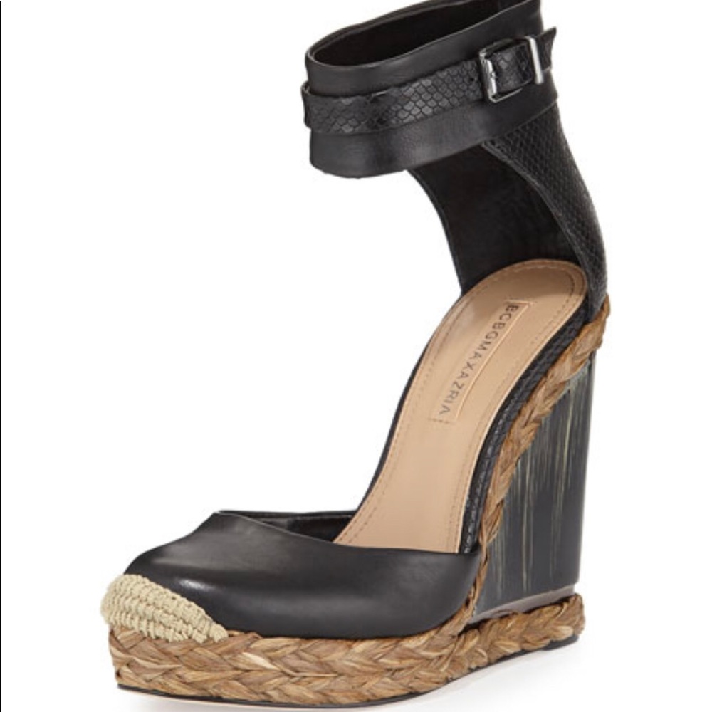 BCBGMAXAZRIA Frame Espadrille Wedge, Black